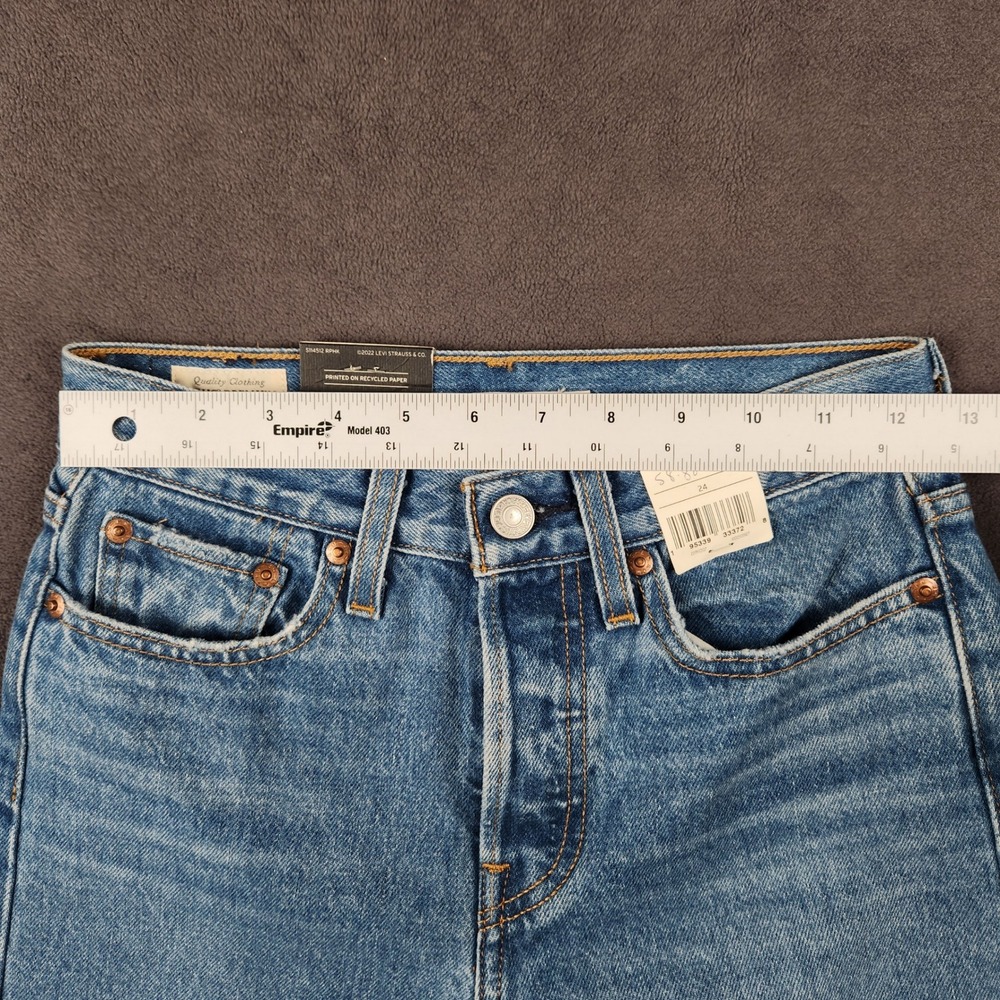 Levis Wedgie Jeans Womens 24 Blue Distressed High Rise Button Fly 22861-0107 NEW - Picture 9 of 13